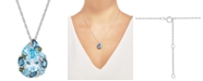 Macy's Multi-Gemstone (5-1/2 ct. t.w.) & White Topaz (1/20 ct. t.w.) Pear Pendant Necklace in Sterling Silver, 16" + 2" extender